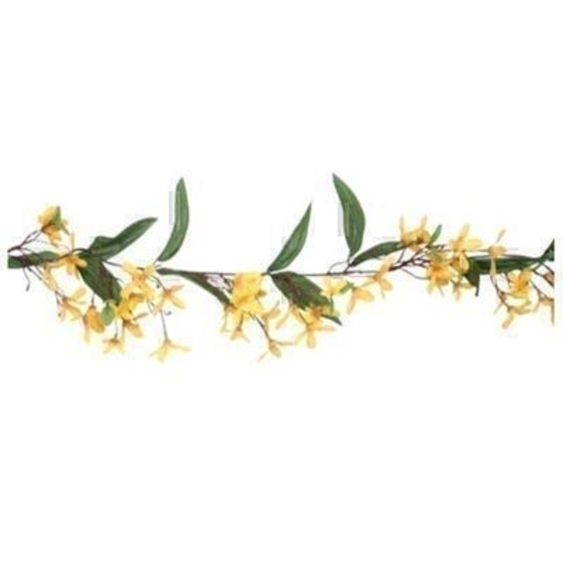 Artificial Flower Yellow Forsythia Garland measuring at 183cm by the designer Gisela Graham who designs unique Easter decorations.